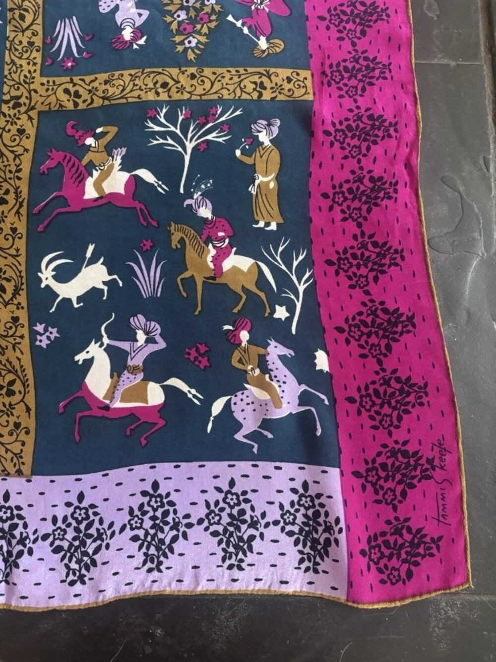 Vintage Tammis Keefe Silk Scarf Persian Horse Collection Equestrian MCM